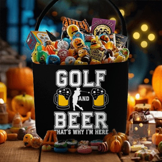 Funny Golf and Beer Golfers and Beer Lovers Golf Fabric Baskets