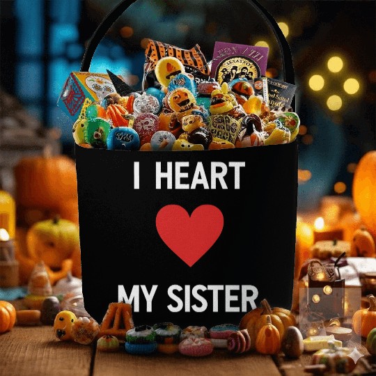 I Love My Sister Family Love Heart Gift Fabric Baskets