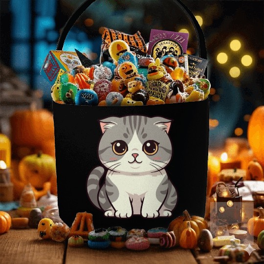 Cute Kawaii Cat Illustration Fabric Baskets