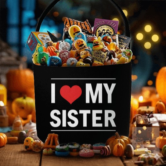 I Love My Sister Family Love Heart Gift Fabric Baskets