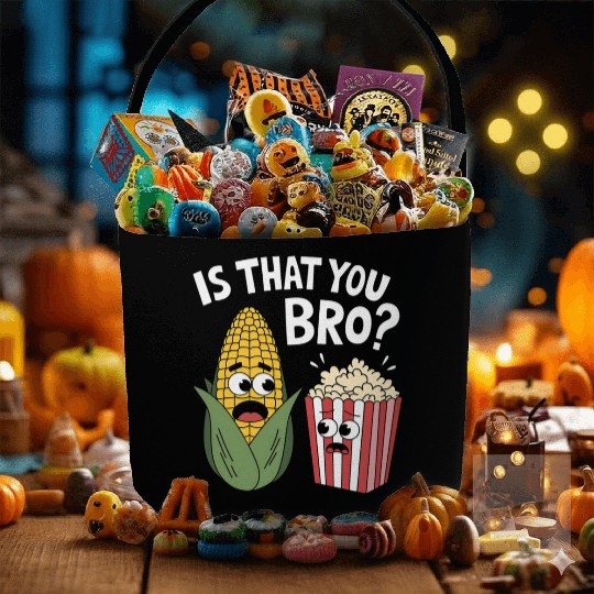 Funny Corn and Popcorn Cartoon Meme Design Fabric Baskets