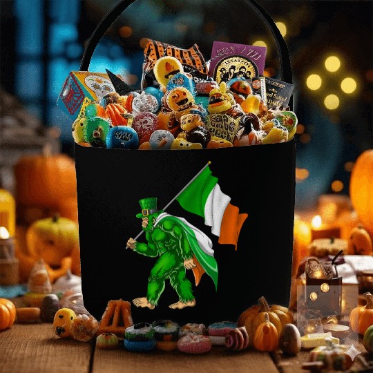 St. Patrick's Day Bigfoot Ireland Flag Fabric Baskets