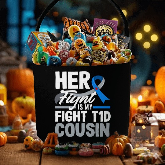 Her Fight Is My Fight T1D Cousin Diabetes Type 1 Fabric Baskets