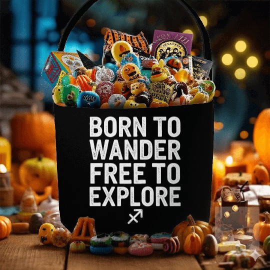 Born To Wander Free To Explore Sagittarius Fabric Baskets