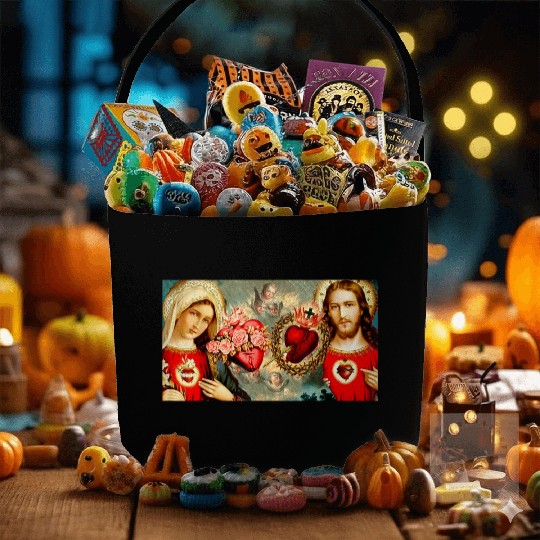 Sacred Heart and Immaculate Heart Jesus and Mary Fabric Baskets