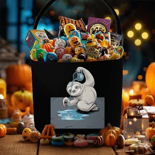 Aquarius Zodiac Sloth Pouring Water with Charm Fabric Baskets