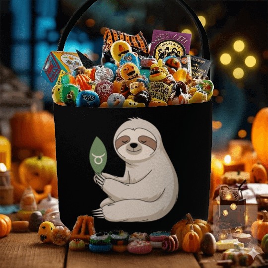 Taurus Zodiac Sloth Embracing Serenity Fabric Baskets