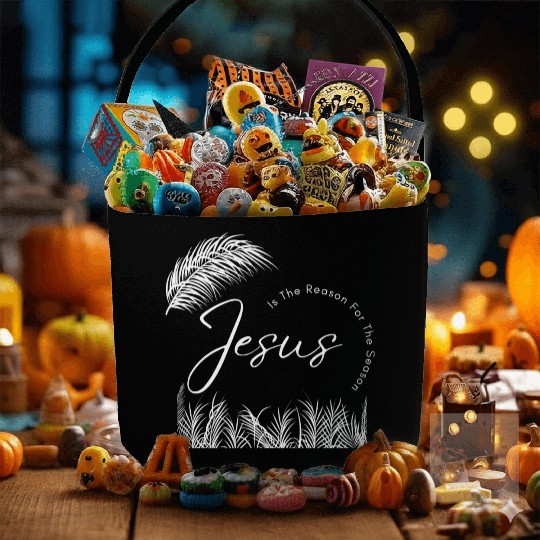 Jesus Is The Reason For The Season White Text Fabric Baskets
