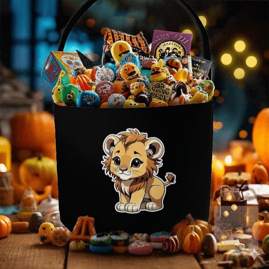 Lion Chibi-Style Sticker Fabric Baskets