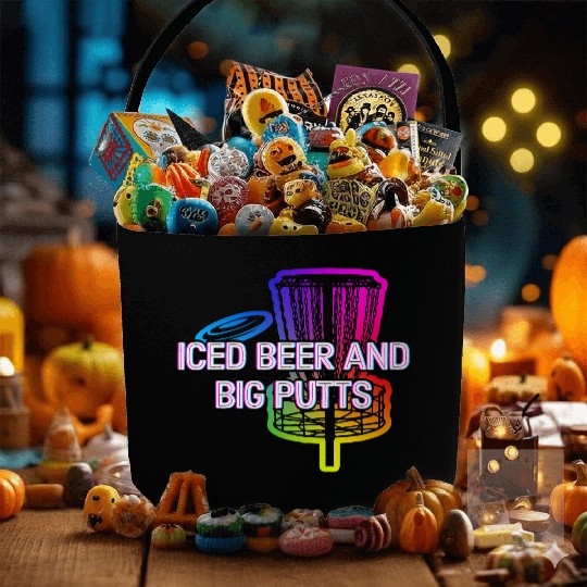 Iced Beer and Big Putts Disc Golf Beer Lover Fabric Baskets