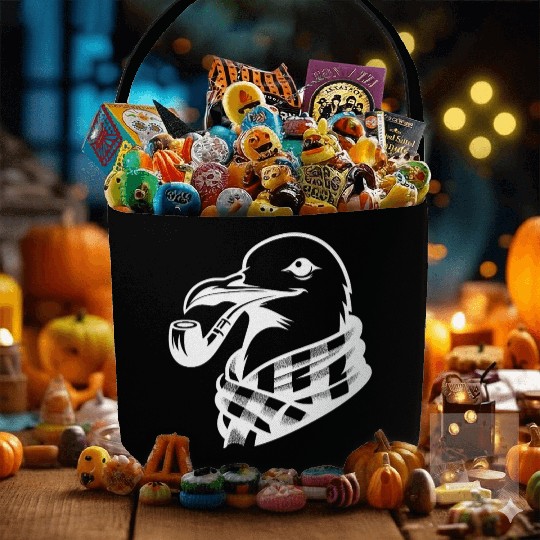 Pipe-diving Seafarer Seagull As A Coastal Motif Fabric Baskets