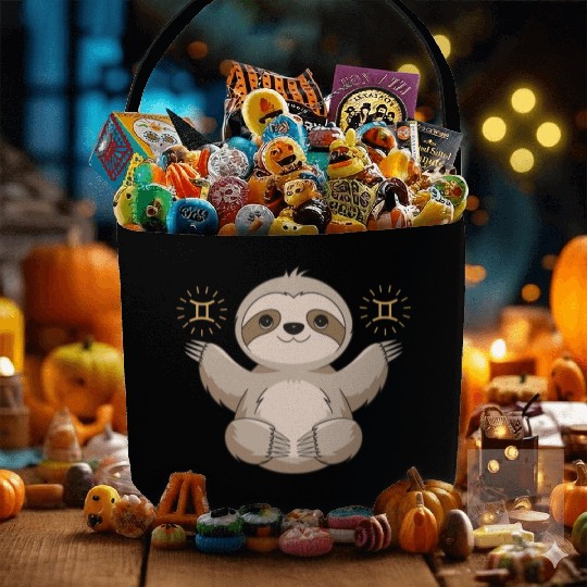 Adorable Gemini Zodiac Sloth Embraces Gemini Charm Fabric Baskets