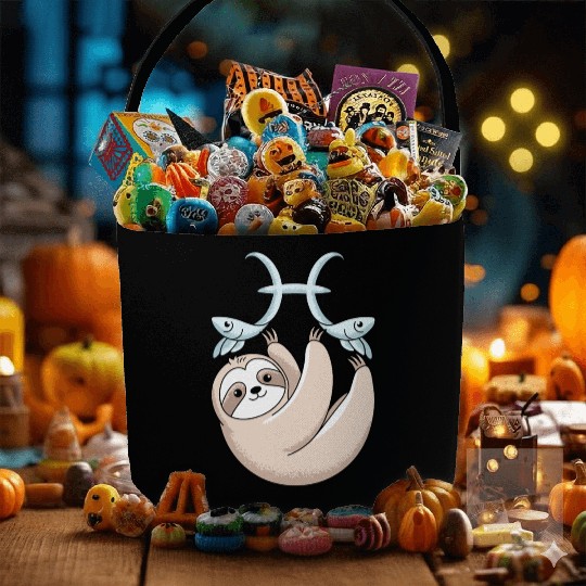 Pisces Zodiac Sloth Embracing Your Cosmic Calm Fabric Baskets