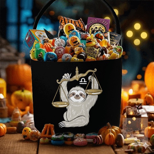 Charming Libra Zodiac Sloth Balancing Serenity Fabric Baskets