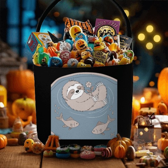 Relaxing Pisces Zodiac Sloth Embracing Serenity Fabric Baskets