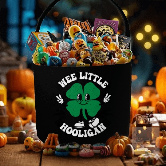 Wee Little Hooligan Cute St. Patrick's Day Irish Fabric Baskets