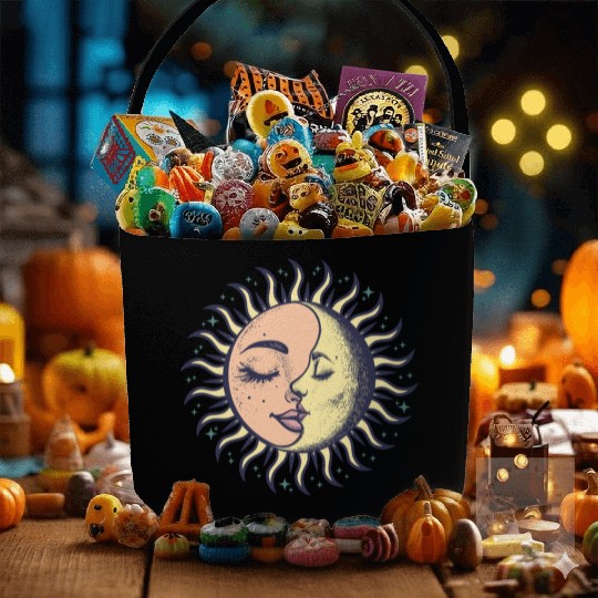 Boho Sun Moon Spirituality Sun Face Fabric Baskets