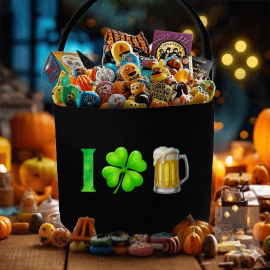 I Shamrock Beer Funny St Patrick's Day I Love Beer Fabric Baskets
