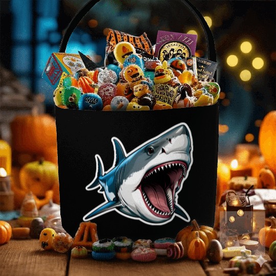 Big White Shark Attack Fabric Baskets