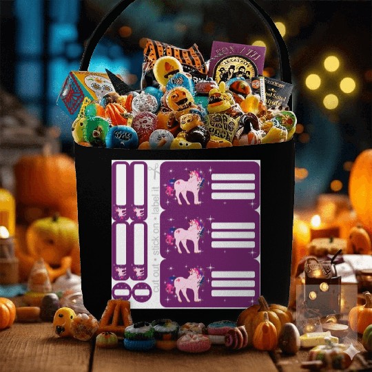 DIY Sticker Set - Fantasy Unicorn Purple - 9 Fabric Baskets