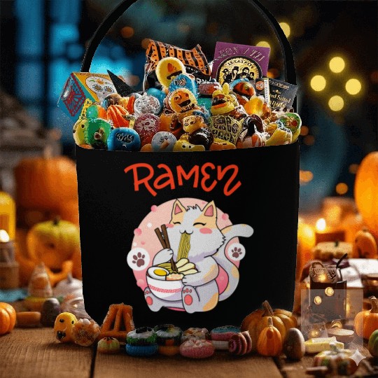 Cute Cat Ramen - Japanese Anime Kawaii Kitty Fabric Baskets