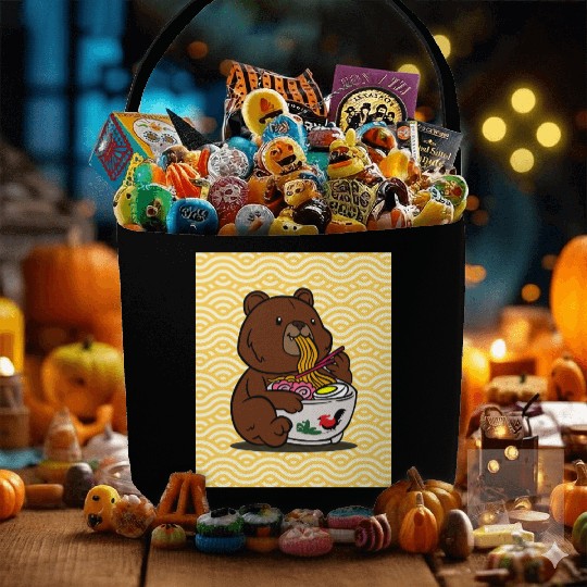 Cute Bear Ramen - Kawaii Cartoon Brown Bear Fabric Baskets