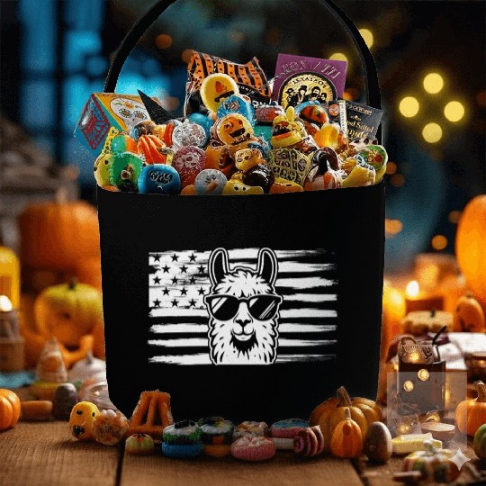 Alpaca Llama US Flag Llama Fabric Baskets