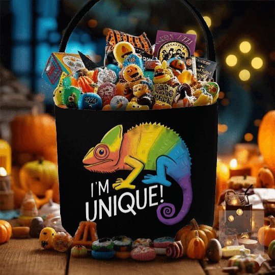 Rainbow Chameleon - "I'm Unique!" Colorful Animal Fabric Baskets