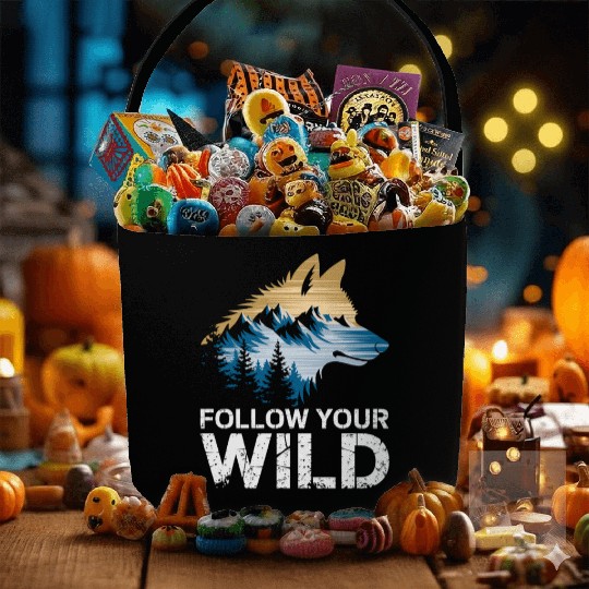 Follow Your Wild Adventure Mountain Wolf Fabric Baskets