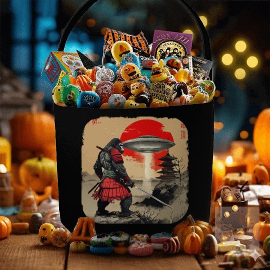 Samurai Bigfoot Japanese Vintage Graphic Ukiyo Fabric Baskets