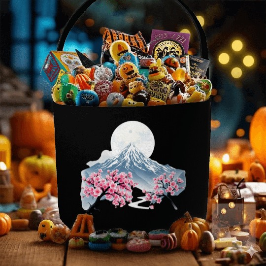 Japanese mount fuji Sakura tree Cherry blossom Fabric Baskets