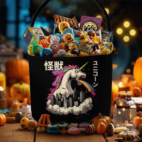 Kaiju Unicorn Japanese Monster Rainbow Fabric Baskets