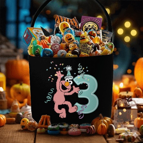 Sesame Street Birthday Design With Elmo 3 Years Fabric Baskets