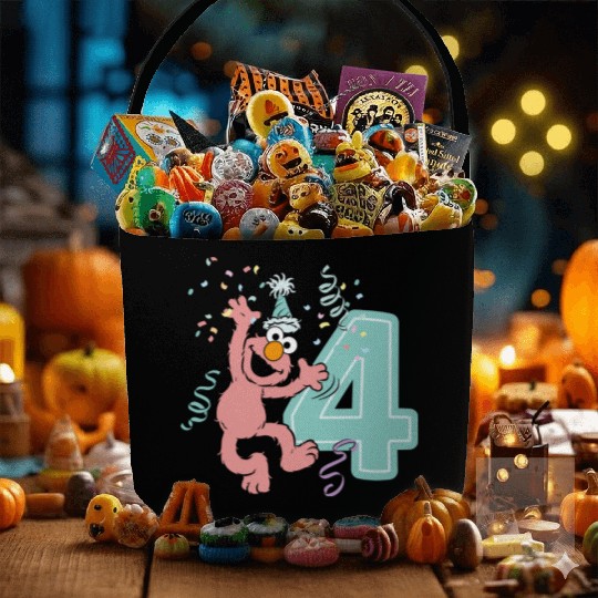 Sesame Street Birthday Design With Elmo 4 Years Fabric Baskets