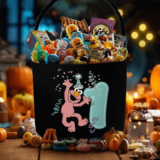 Sesame Street Birthday Design With Elmo One Year Fabric Baskets