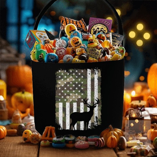 Deer Buck Hunting Camo US Flag Hunter Camouflage Fabric Baskets