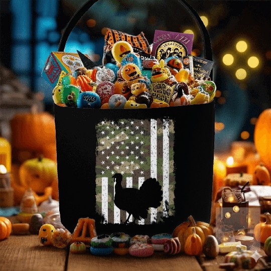 Turkey Hunting Camo US Flag For Hunter Camouflage Fabric Baskets