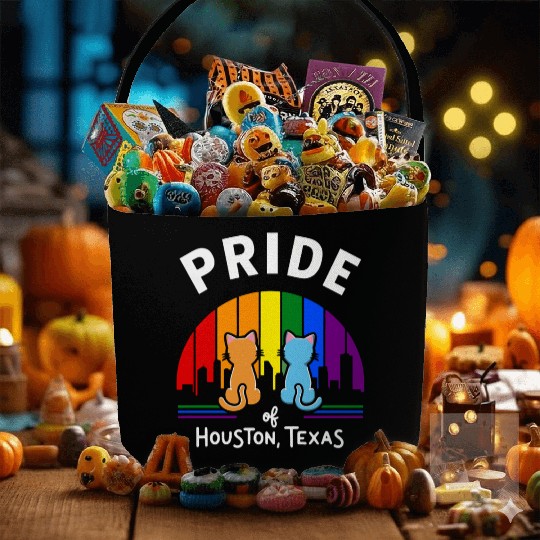 Pride of Houston City Texas USA Rainbow Flag Fabric Baskets