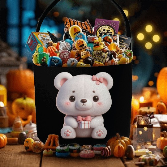 Sweet Teddy Bear and Gift Box Fabric Baskets