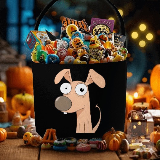 Goofy Cartoon Dog with Bulging Eyes Fabric Baskets