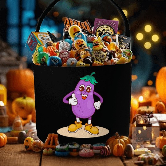 Animated Eggplant Character Design Fabric Baskets