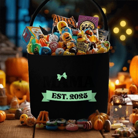 Mama Est. 2025 - Light Green Bow Maternity Design Fabric Baskets