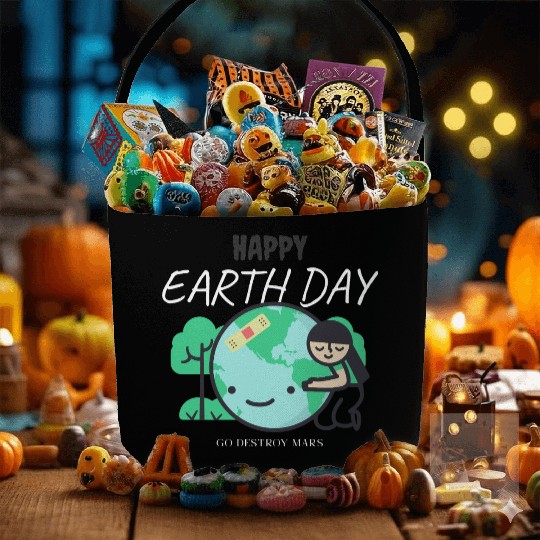 Funny Earth Day Fabric Baskets – Go Destroy Mars Quote