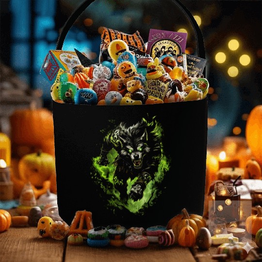 Magic Werewolf With Mystical Green Aura Fabric Baskets