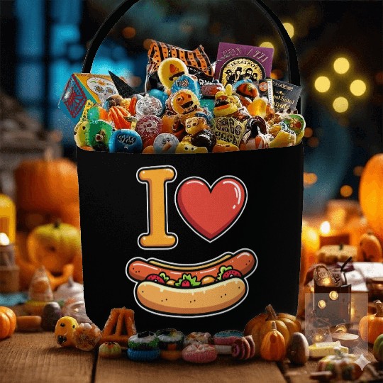 I Love Hotdogs - Fast Food Snack Fun Fabric Baskets