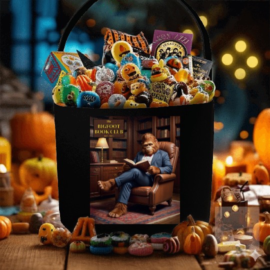 Bigfoot Book Club Sasquatch Reading in the Library Fabric Baskets