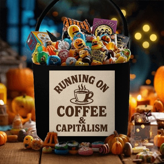 Coffee and Capitalism Lover Quote Fabric Baskets
