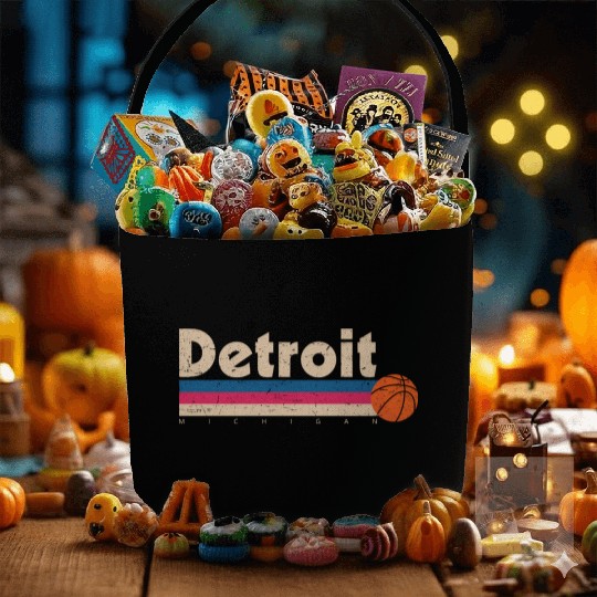 Detroit Basketball City Michigan Retro Fabric Baskets
