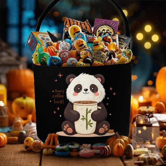 Beary Coffee Hugs! - Cute Panda & Warm Embrace Fabric Baskets