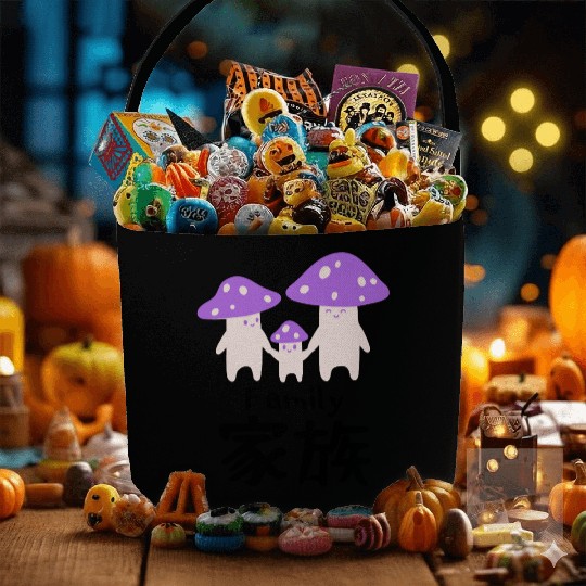 Kawaii Mushroom Family Purple Fabric Baskets